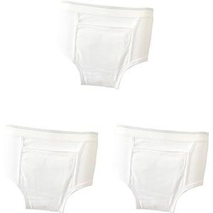 3 Set van wasbaar absorptievermogen incontinentie hulp katoenen ondergoed slips voor mannen XXL, wit
