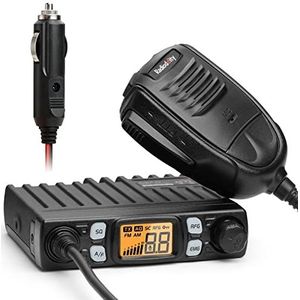 Radioddity CB-27 Pro 40-kanaals mini-CB-radio met AM/FM-noodkanaal 9/19, 4 W zendvermogen, VOX, RF Boost en externe handmicrofoon