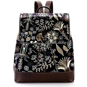 klassieke donkere bloemenpatroon gepersonaliseerde casual dagrugzak tas voor tiener, Meerkleurig, 27x12.3x32cm, Rugzak Rugzakken