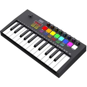 25-toetsen Toetsenbordcontroller Met 8 Verlichte Drumpads En 8 Knoppen Draagbaar Toetsenbord Voor Muziekproductie Elektronische Piano voor Beginners