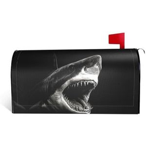GTKSYNVE Zwarte haaienkop brievenbushoezen, magnetische standaardmaat, 21 x 18 inch decoratieve brievenbusomslagen, waterdichte brievenbushoes, gepersonaliseerde brievenbushoezen voor tuin