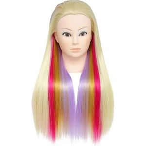Trainingshoofd, 26-28"" 100% synthetische vezel lang haar kapperscosmetologie mannequin poppenhoofd for styling en oefenen