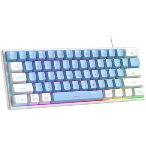 QPSJXN 60 procent RGB backligit toetsenbord 61 toetsen compact (White Blue)