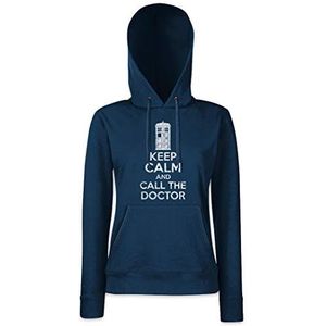 Urban Backwoods Keep Calm And Call The Doctor Dames Hoodie Hooded Sweatshirt Met Capuchon Blauw Maat 2XL