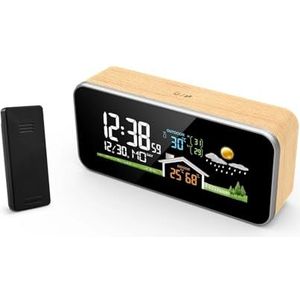 Draadloos weerstation Houten wekker Digitale thermometer Vochtigheid Temperatuur Draadloze sensor Thuis TimeWatch Desktop #30,Nauwkeurig voorspellen(A)