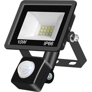 LED-schijnwerper voor buiten, IP66 LED-reflectorspot Waterdichte Schijnwerper PIR-bewegingssensor Buitentuinverlichting Koudwitte LED-buitenstraatlantaarn Spotlight-buitenverlichting(Size:10W)