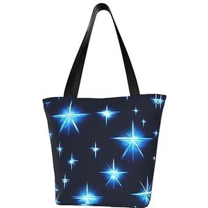 AkosOL Cartoon blauwe ster klassiek bedrukt ontwerp, lichtgewicht gewatteerde handtas met grote capaciteit, geschikt om te winkelen, fitness, modieus en gemakkelijk te matchen met het leven, Zwart,