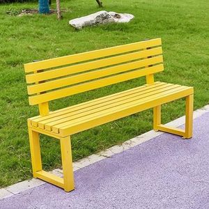 Parkbanken Voor Buiten, Buitenbank, Metalen Bank, Parkbank, Buitenbank, Comfortabele Rugleuning, Gereserveerde Schroefgaten, Tuinmeubilair Voor Veranda, Park, Tuin(Yellow,150cm)