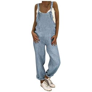 Binggong Jumpsuit voor dames, zomer, lang, linnenoptiek, tuinbroek, dames, bloemen, overall, retro, zomerbroek, romper baggy broek, rompertje met zakken