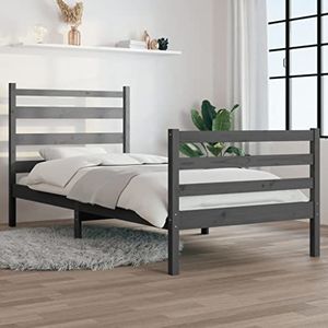 AJJHUUKI Bedden & Accessoires Bedframe Massief Hout Grenen 90x200 cm Grijs Meubels