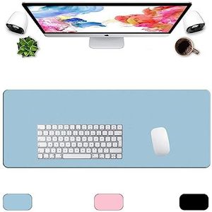 LL-COEUR Grote Kunstleer Waterbestendig Muismat Computer Kantoor Bureaulegger (800 x 300 x 2 mm, Blauw)