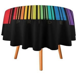 Gay Pride Barcode Rond Tafelkleed Waterdicht Tafelkleed Polyester Tafelhoes voor Dining Outdoor Party Picknick 91,4 x 91,4 cm