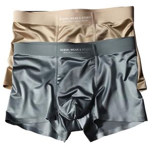 Set van 2 satijnen boxershorts voor heren, van moerbeizijde, ultrazacht en comfortabel ondergoed, Sa-grayblue, L