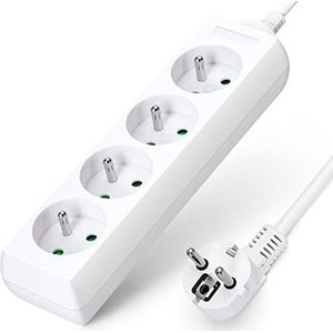 Aigostar Stekkerdoos 4-voudig 16A 2P + E tafelstopcontact kinderbeveiliging 3 m kabel, wit