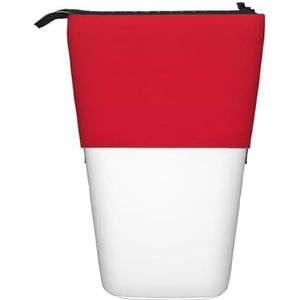 Evengigy Vlag van Monaco Print Leuke Etui met Zip Verstelbare Stand Potlood Houder Grappige Make-uptas, Zwart, Eén maat, Tas Organizer