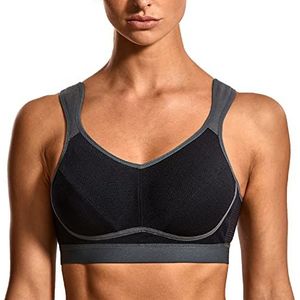SYROKAN - High Impact Support Wirefree Bounce Control Plus-maten Workout-sportbeha Voor Dames Zwart grijs 75C