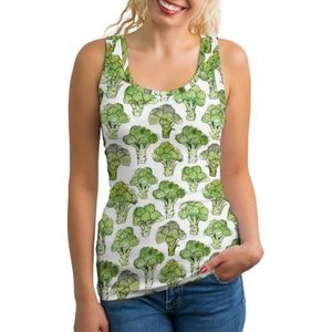 Vegan Broccoli Tanktop voor dames, mouwloos T-shirt, pullovervest, atletische basic shirts, zomer bedrukt
