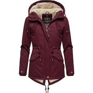 Marikoo Manolya Winterjas voor dames, korte mantel met capuchon, maat XS-XXL, wijn, XL