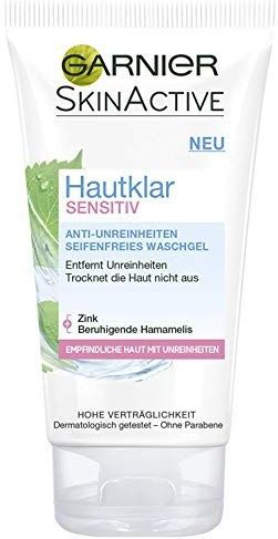 Garnier Wasgel, zachte reiniging voor de gevoelige huid, anti-onzuiverheden, zeepvrij, met zink & hamamelis, gevoelig, per stuk verpakt (1 x 150 ml)