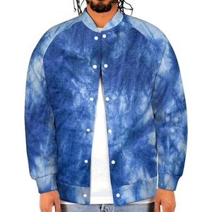 Blauwe Tie Batik Dye Grappige Mannen Baseball Jacket Gedrukt Jas Zachte Sweatshirt Voor Lente Herfst