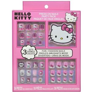 Hello Kitty Partyset met kunstnagels: 36 zelfklevende nagels