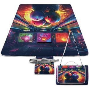 JKLQWH Picknickmat stranddeken, bowlingballen bedrukte picknickdekens waterdicht opvouwbaar extra groot, vierkante picknickmat, voor wandelen, reizen, buiten kamperen, parken