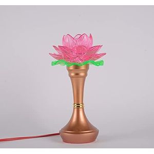 lotus candlestick，candle holders， Lotus Lamp Legering Acryl for Boeddha Lamp Led Home Kleurrijke Changming Lamp for Boeddha Voorlamp, 11 * 19Cm (7,5 Inch)/Stuk(Size:11 * 19cm (7.5 Inches)/Piece Pink)