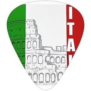 Roman Colosseum Italiaanse vlag print gitaar plectrums inclusief dunne medium & zware gauge unieke gitaar plectrums cadeau (12 stuks)