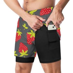 Aardbei Patroon Berry Grappige Zwembroek Met Compressie Liner & Pocket Voor Mannen Board Zwemmen Sport Shorts