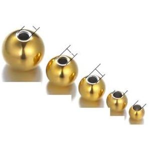 3-8 mm roestvrij staal goudkleurige losse kralen armbanden kettingen bedels spacer kralen voor doe-het-zelf sieraden maken bulkbenodigdheden - goud - 8 mm - 20 stuks