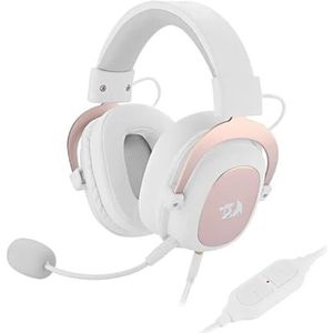 Redragon H510W ZEUS 2 wit - gaming-hoofdtelefoon met kabel, high definition audio + sterke bas, witte hoofdtelefoon met microfoon voor pc, mobiele telefoon, PS4, 7.1 virtueel geluid