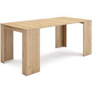 Skraut Home | Uitschuifbare Consoletafel | Console table | 180 | Voor 8 personen | Tafel | Moderne stijl | Eiken