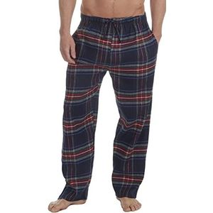 Embargo Heren puur katoen flanel lounge pyjama broek, Navy Tartan, L