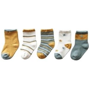 Lawadka 5 paar/partij herfst- en lentesokken Katoenen sokken Sokken 0-3 jaar oud (Color : Tree style, Size : S for 0to1Years)