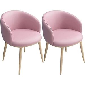 GEIRONV Moderne eetkamerstoelen set van 2, PU-lederen rugleuningen stoelen met metalen poten keuken woonkamer teller vrijetijdsstoelen thuisstoel (kleur: roze, maat: 42 x 42 x 75 cm)