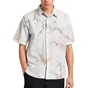 Koper Rose Goud Marmer Hawaiiaanse Shirt Voor Mannen Zomer Strand Casual Korte Mouw Button Down Shirts met Pocket