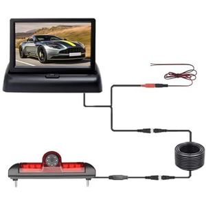 Achteruitrijcamera Voor Peugeot Voor Boxer 2007-2018 170° Groothoek Auto Remlicht Achteruitrijcamera Met 4,3-inch Monitor(Foldingdisplaycamera)
