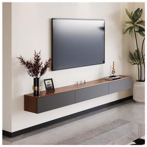 TV-kast TV-standaard Moderne opklapbare deur aan de muur gemonteerde tv-console Entertainment Center, smal zwevend tv-meubel met 2 laden for woonkamer Woonkamerkast(Gris,150x24x20cm)