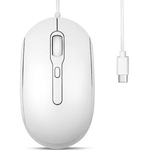 perixx PERIMICE-222 Bedrade optische muis, ergonomisch ontwerp, stille klikken, 5,9 ft kabel, verstelbare DPI 1200/1600/2000, zwart (USB-C, wit)