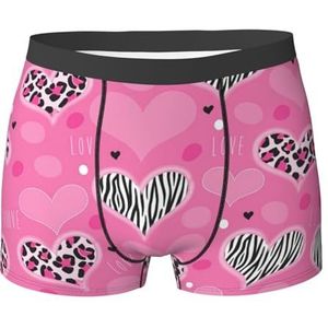 EdWal Roze Love Heart Print Atletisch ondergoed voor heren, ondergoed voor heren, boxerslip, zacht ondergoed, Zwart, M