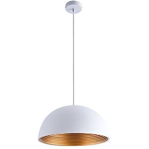 Paco Home Pendellamp Eetkamer Hanglamp Keukenlamp Eettafellamp Hangend Kap 1,5m Textielkabel E27 Industrieel, Kleur:Goud (Ø40,5cm), Lamptype__Kleur:Hanglamp - Wit