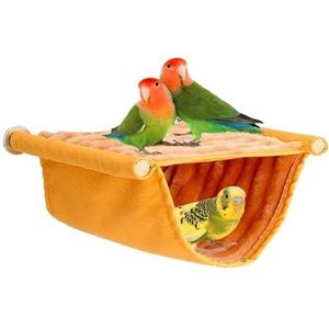 Huisdier papegaai hangmat vogel opknoping bed huis pluche winter warm kooi nest tent (kleur: oranje, maat: S)