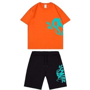 Syna World Shorts T-shirt Voor Heren,2-delige Katoenen Korte Broekset Dames,Zwart Wit,Zomer Korte Trainingspakset Voor Volwassenen En Kinderen,Sweatshirt Sportpak (Color : 11, Grootte : XL)