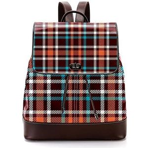 Gepersonaliseerde schooltassen boekentassen voor tiener geruite patroon, Meerkleurig, 27x12.3x32cm, Rugzak Rugzakken