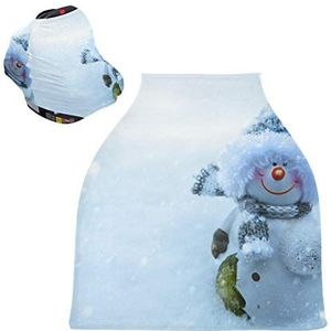 Witte Sneeuwman Pop Baby Autostoelhoes Luifel Stretchy Verpleging Covers Ademend Winddicht Winter Sjaal voor Baby Borstvoeding Jongens Meisjes