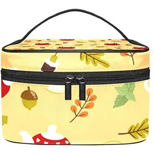 Herfst theepot en eikel-01 make-up organizer tas, reismake-up tas organizer case draagbare cosmetische tas voor vrouwen en meisjes toiletartikelen, Meerkleurig, 22.5x15x13.8cm/8.9x5.9x5.4in