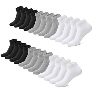 FALARY sportsokken sportsokken heren en dames 12 paar ademende hardloopsokken katoenen sokken Donkergrijs 39-42