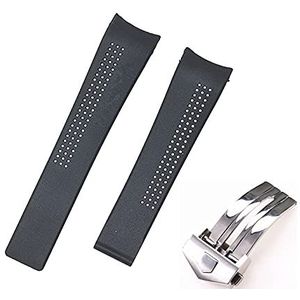 20 mm 22mm rubberen siliconen sporteditie horlogeband compatibel met Tag Heuer Serie Mannen Band Watch Strap Ademend Pols Armband Belt F1 (Color : With Silver Clasp, Size : 20mm)