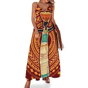 Etnische jurk Afrikaanse vrouwen vrouwen zomer maxi-jurk V-hals mouwloze spaghettiband lange jurk
