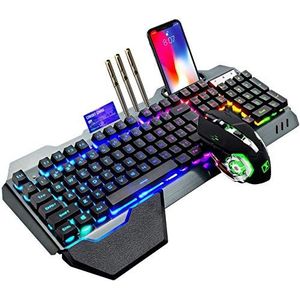 2.4 GHz Draadloze Oplaadbare Toetsenbord Muis Combo Set 4800 mAh Lange Batterij 16 Kleurmodi RGB LED Backlit Mechanische Voel Gamer Toetsenbord 2400 DPI LED Ademhaling Optische Muis Muizen voor Laptop